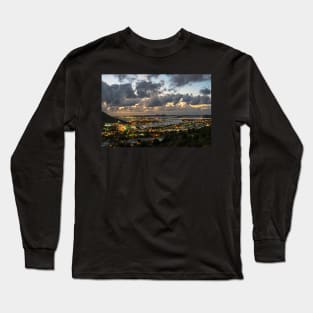 Looking down at Saint Martin during Twilight Long Sleeve T-Shirt